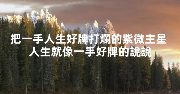 把一手人生好牌打爛的紫微主星 人生就像一手好牌的說說